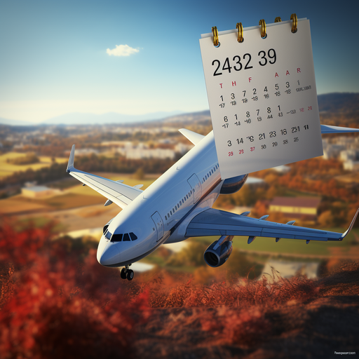 תמונה המציגה לוח שנה עם תאריכים מסומנים להזמנת טיסות