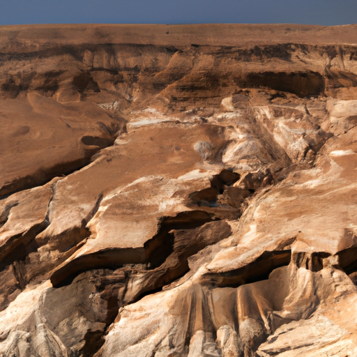 1. An aerial view of the sweeping, arid landscape of the Negev Desert, dotted with sparse vegetation and rugged rocky outcrops.