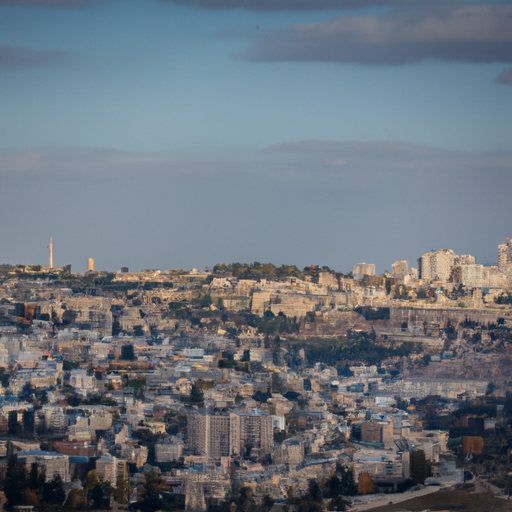 נוף פנורמי של ירושלים המדגיש את מיקומם של מלונות ספא מרכזיים